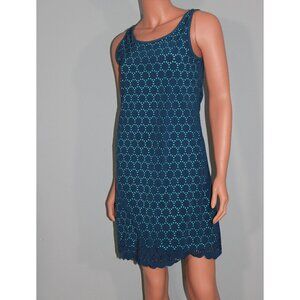 Title Nine Illusion Tank Dress,  XSmall, Nimblene Laser Cut, Navy Blue & Teal